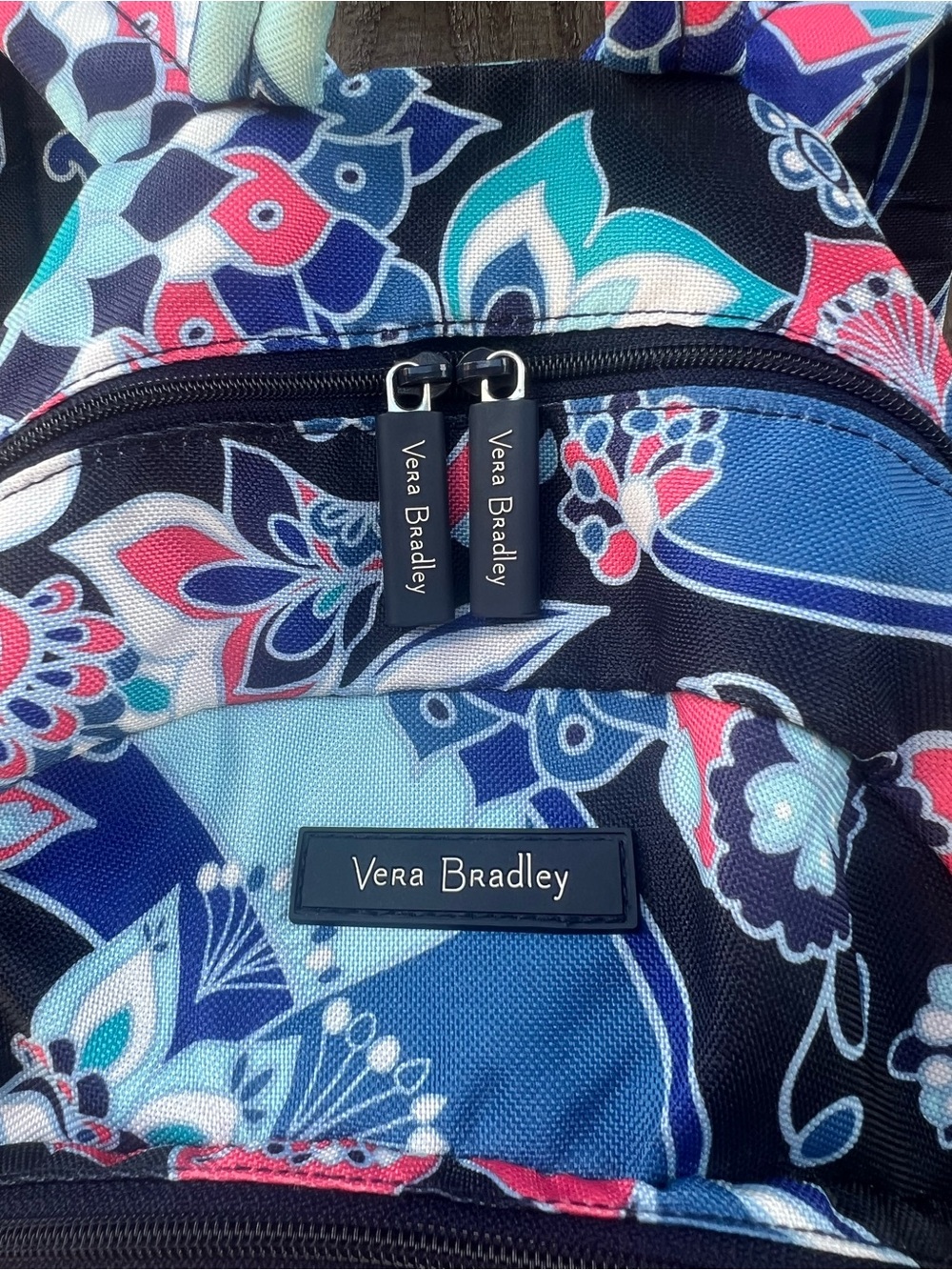 Vera Bradley Mini Backpack Blue Pink Floral Paisley Print Adjustable Straps - Picture 3 of 7